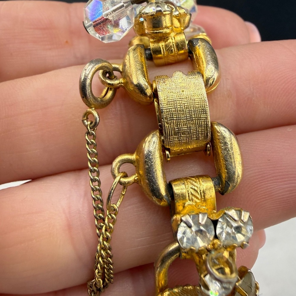 Vintage Juliana Rhinestone Bracelet Cha Cha Gold Tone 7" - Picture 6 of 11